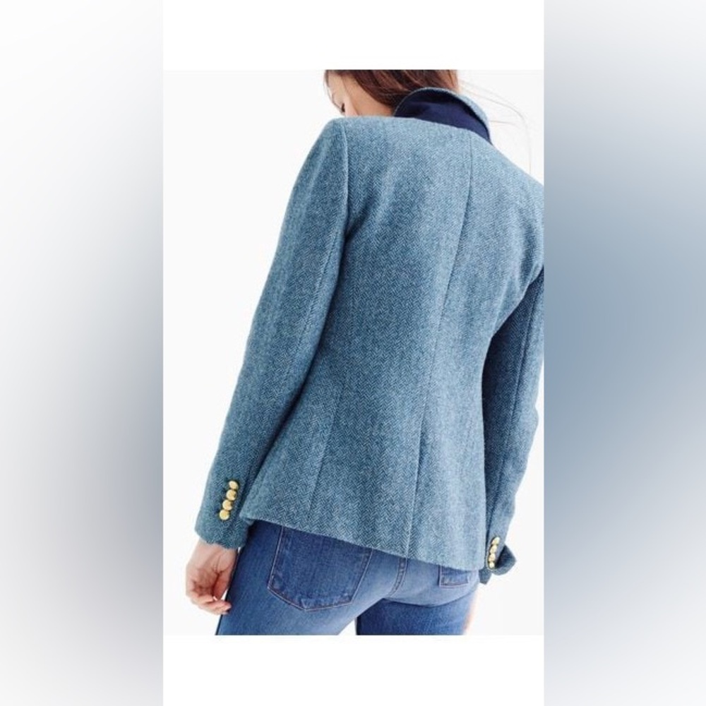 J.Crew Wool Luxury Moon Campbell British Herringbone Tweed Gold Button Jacket - Picture 4 of 17